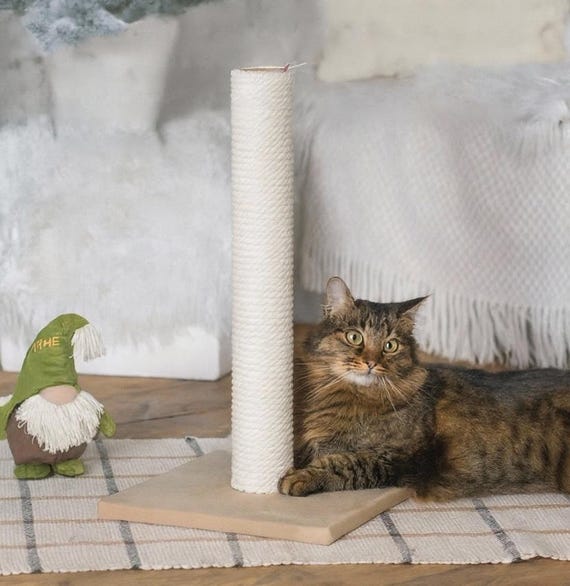 Modern Cat Scratcher  Tall Cotton Scratching Post, Handmade Cat Scratch  Post & Pole, Vertical Cat Climbing Furniture, Indoor Gift for Cats - Etsy