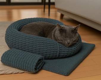 Cama de ganchillo hecha a mano para perros y gatos: acogedora cama de punto para mascotas, moderna y pequeña, de felpa de lujo, lavable y duradera. Regalo ideal para perros y gatos.