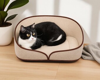 Modern Felt Cat & Dog Bed – Handmade Washable Bolster Pet Bed, Cozy Orthopedic Cat Dog Bed, Minimalist Small Dog Bed, Gift for Cats and Dogs