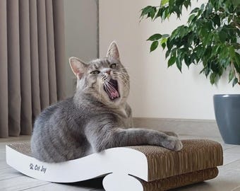 Handmade Cat Scratcher & Bed – Modern Cat Furniture, Cat Lounger, Cat Scratching Board, Sofa Cat Scratcher Couch, Cardboard Cat Gifts