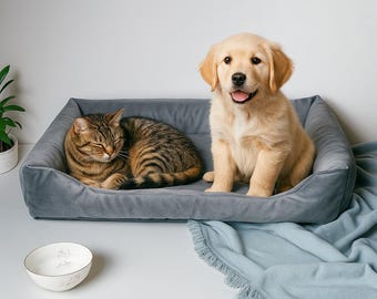 Modern Large Dog & Cat Bed – Handmade Durable Couch Bed, Washable Cozy Custom Bed, Orthopedic Minimalist Sofa, Luxury Gift for Cats and Dogs