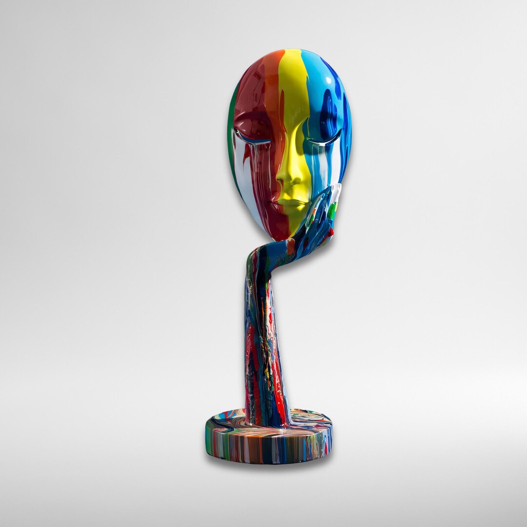 Mask Deco Colorful Abstract Mask Decoration – Modern Painted Sculpture for Home ...