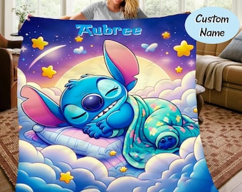Manta personalizada de Stitch de Disneyland, manta polar de Lilo y Stitch de Disneyland, regalo de cumpleaños de Stitch de Disneyland, regalo de Navidad de Stitch