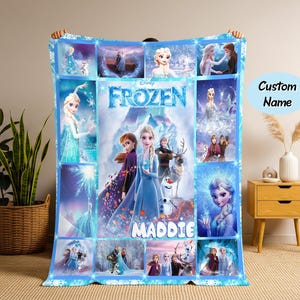Custom Name Frozen Elsa Queen Fleece Blanket, Elsa Blanket, Frozen Blanket, Frozen Movie Blanket, Personalized Elsa Blanket, Christmas Gift