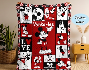 Personalized Mickey Mouse Blanket, Baby Christmas Blanket, Mickey Quilt, Mickey Gift, Baby Shower Blanket