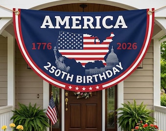 Bandera del 250 aniversario de Estados Unidos, decoración patriótica de la independencia de EE. UU. (1776-2026), bandera semicircular del 250 aniversario de Estados Unidos, decoración del 4 de julio