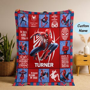 Personalisierte Spiderman Peter Parker Decke, Spiderman-Vlies-Decke, Spiderman-Geburtstag-Themaparty, Spiderman-Geschenk, Weihnachtsgeschenk für Kind