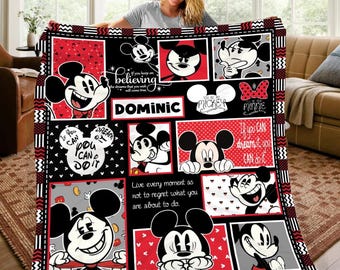 Personalized Mickey Mouse Blanket, Mickey Blanket, Mickey Mouse Birthday Gifts, Disneyland Mickey Minnie Christmas Gift For Her,Baby Blanket