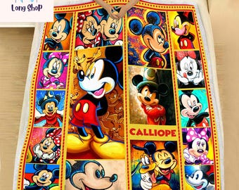 Coperta personalizzata di Topolino, coperta di Topolino, regali di compleanno di Topolino, Disneyland Topolino e Minnie, regalo di Natale per lei, regalo di Natale