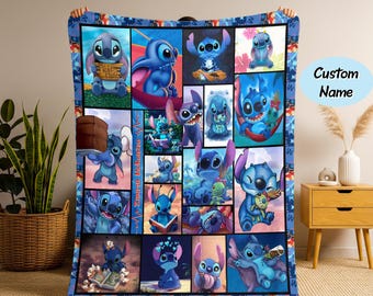 Manta personalizada de Stitch de Disneyland, manta polar de Lilo y Stitch de Disneyland, regalo de cumpleaños de Stitch de Disneyland, regalo de Navidad de Stitch