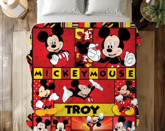 Benutzerdefinierte Name Micky Maus Fleece Decke, Fleece Sherpa Wirft, Cartoon Stil Geschenk für Jungen und Mädchen, Weihnachtsgeschenk 2025, Baby Decke Geschenk