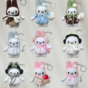 Bunny Miffy Handmade Crochet Lifestyle Keychain Bag With Charm, handmade Miffy Keychain crochet, Gift For Her, Handmade crochet Keychain