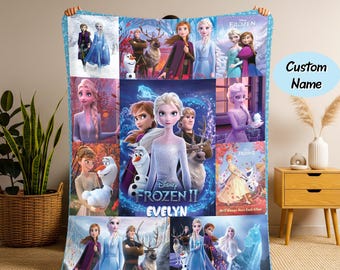 Cobertor de lã com nome personalizado da Elsa Queen Frozen, cobertor da Elsa, cobertor da Frozen, cobertor do filme Frozen, cobertor da Elsa personalizado, presente de Natal