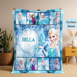 Benutzerdefinierte Name Gefrorene Elsa Königin Fleece-Decke, Elsa Decke, Gefrorene Decke, Gefrorene Filmdecke, Personalisierte Elsa Decke, Weihnachtsgeschenk