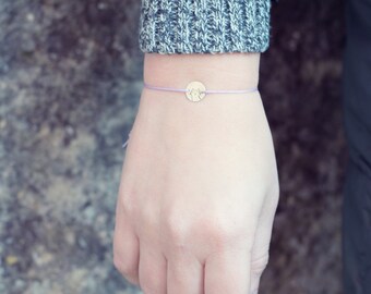 Cat string bracelet// raw brass // hand stamped jewelry