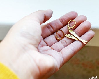 Pretty, long HEART earrings//  raw brass hook earrings // hand stamped jewelry