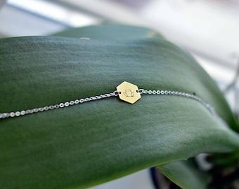 FROG bracelet // silver and raw brass // hand stamped jewelry