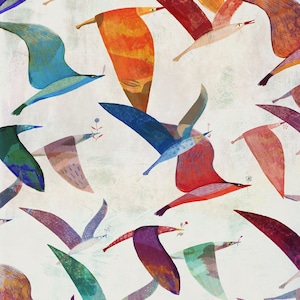 HOPEBIRDS art print // colorful illustration // flying birds with flowers // hope illustration image 2