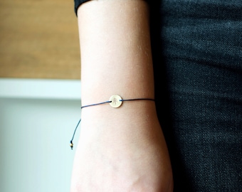 Pine string bracelet// raw brass // hand stamped jewelry