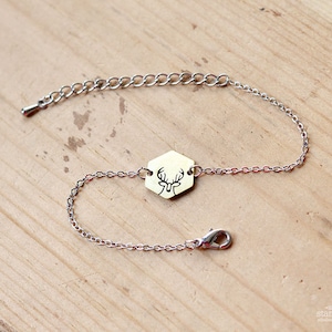 DEER Armband / / Silber und roh Messing / / Hand gestempelt Schmuck
