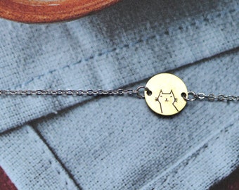 CAT bracelet // raw brass // hand stamped jewelry