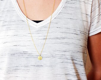 CAT necklace // raw brass long necklace // hand stamped jewelry