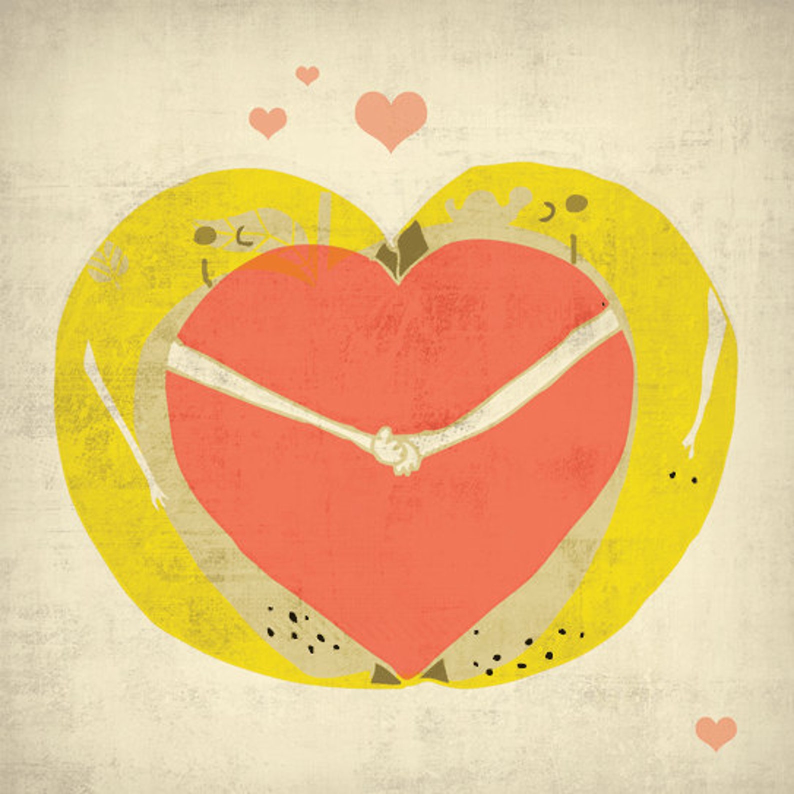 BANANA LOVE Art Print // Digital Illustration // Fruit Home Etsy