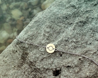 SUN bracelet // silver and raw brass // hand stamped jewelry