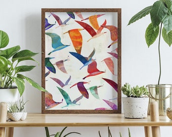 HOPEBIRDS art print // colorful illustration // flying birds with flowers // hope illustration