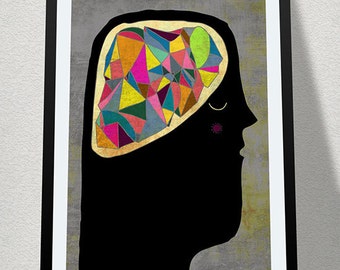 BRAIN Kunstdruck / / bunte Illustration / / Körper Anatomie Kopf / / geometrische digitale Malerei