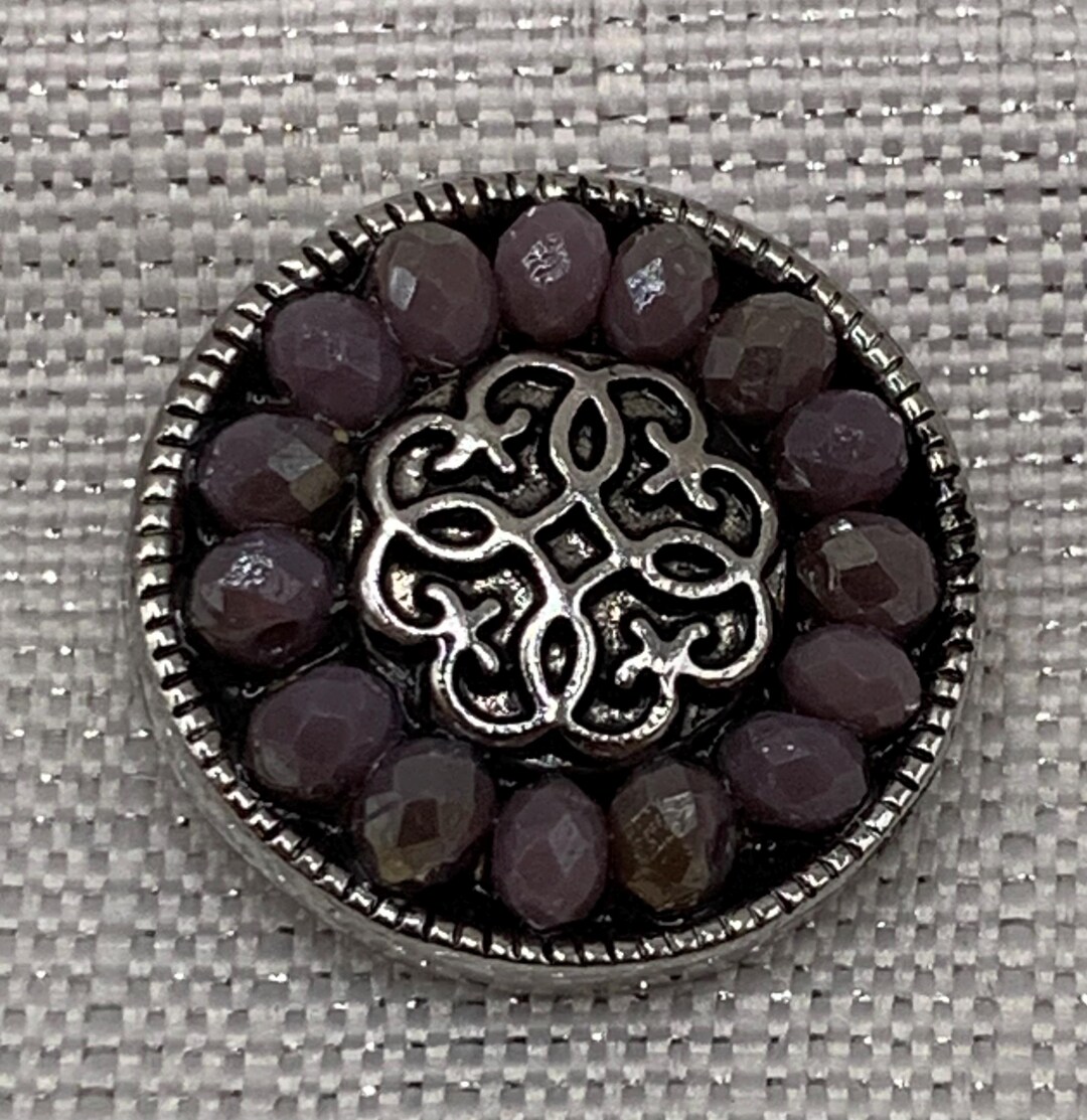 Heathered Light Purple and Gray/tan Crystals - Snap Button Charm - 18mm ...