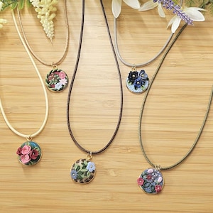 Necklace Floral Collection – Handmade Polymer Clay Pendants for Gift Mom Present Cottagecore Jewelry, Anniversary Nature-Inspired Gifts