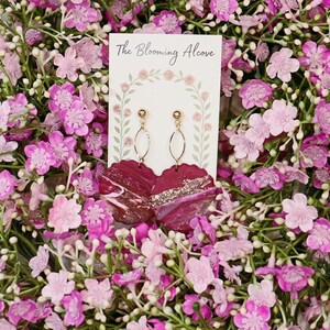 Burgundy Gold Leaf Clay Earrings | Statement Polymer Clay Jewelry | Marble Earrings | Lightweight Earrings | Handmade Gifts for Her