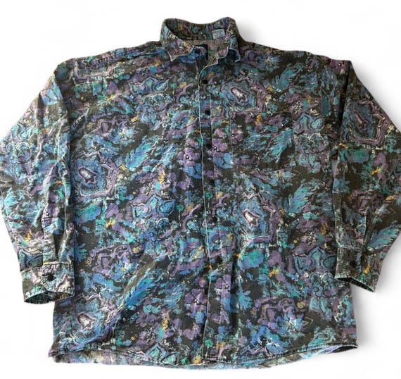 Vintage Men’s Button Up with Retro Pattern - image 1