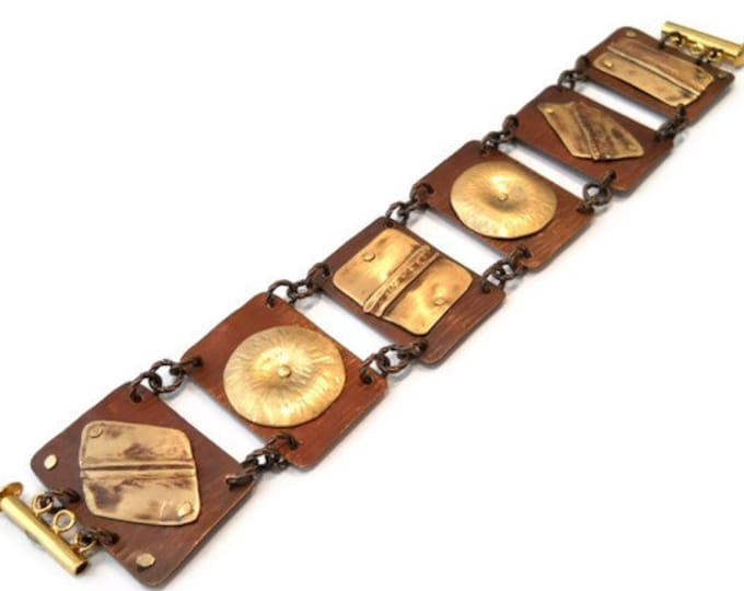 Mixed Metal Bracelet Copper Jewelry Riveted Bracelet Hammered Etsy