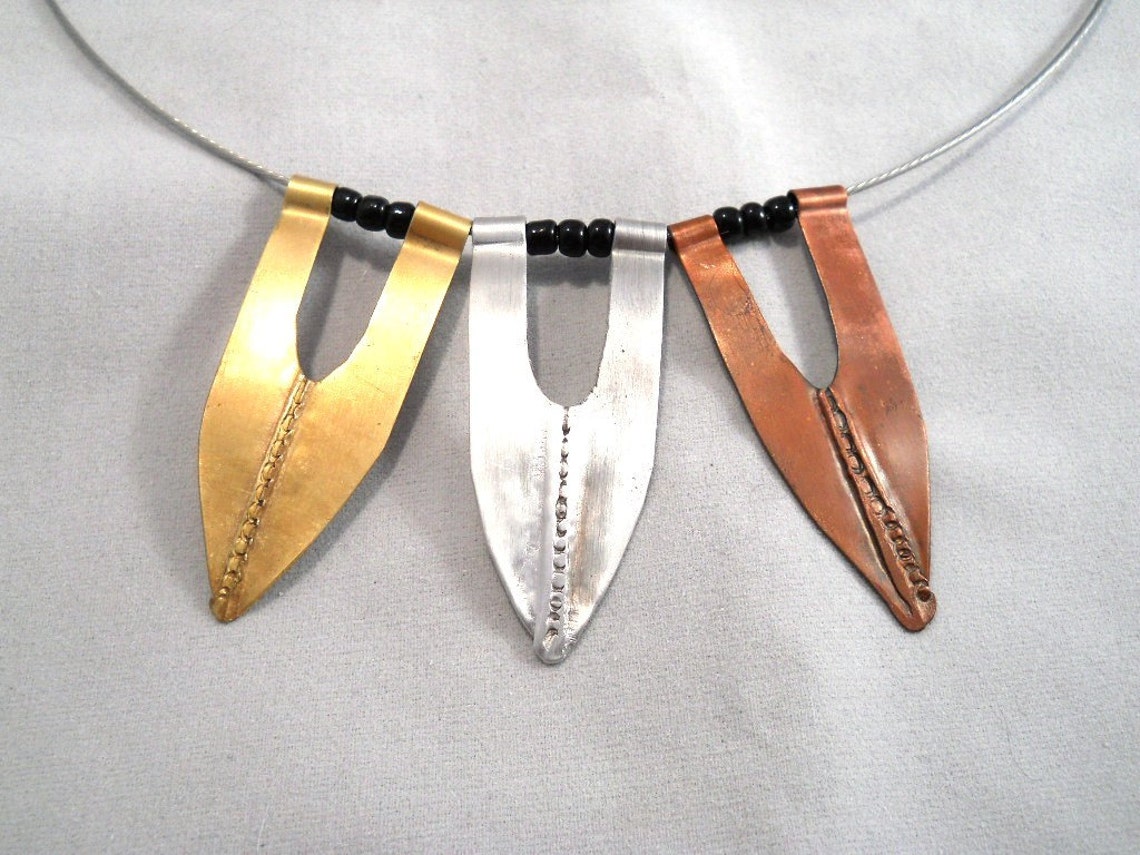 Mixed Metal Necklace Fashion Jewelry Fold Formed Architectural Etsy