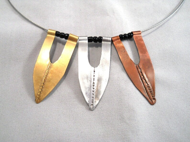 Mixed Metal Necklace Fashion Jewelry Fold Formed Architectural Etsy