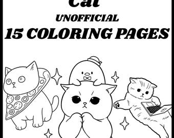 Dibujos para colorear del gato Mofusand: 15 diseños imprimibles (descarga digital)