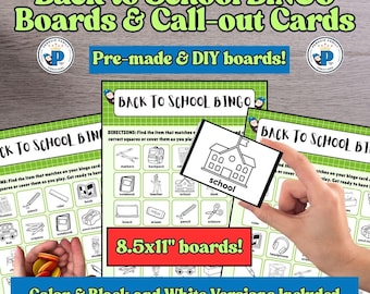 Back to School Bingo Game: Boards & Call-out Cards