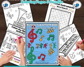 Musical Fun Activity Book: Music Instruments Coloring Pages and Puzzles