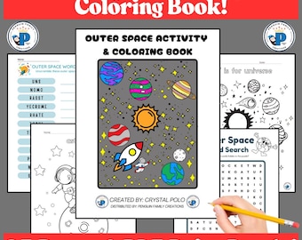 Outer Space Activity Book: Coloring Pages, Puzzles, and Vocabulary Card Game