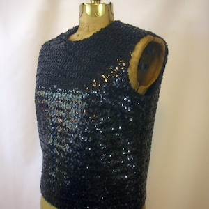 BLACK SEQUIN TOP, sequin tank top, black evening top, party tank top, black party top, sequined top, black tank top, New Year&#39;s Eve