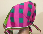 Vintage Vera Neumann Neck Head Scarf Green and Pink Mod Stripe Pattern 1960 39 s Square Scarf Headband Japan
