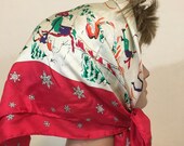 Vintage Gap All Silk Neck Head Scarf Winter Sports Theme Ice Hockey Skating Snowflake Pattern 1990 39 s Square Scarf Headband Japan