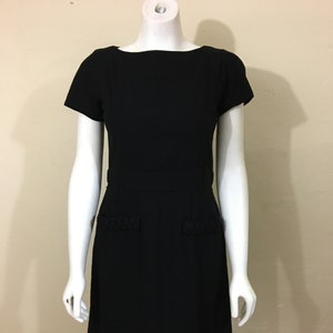 Vintage 50&#39;s- 60&#39;s Black Wool Dress Little Black Dress Great Tailoring