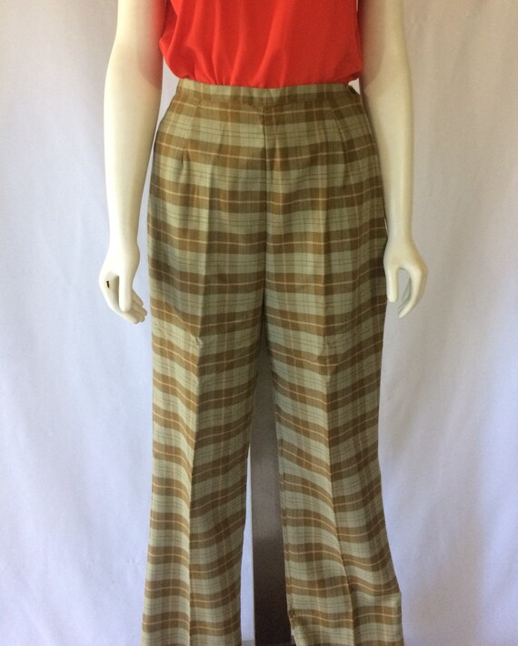 green plaid high waisted pants