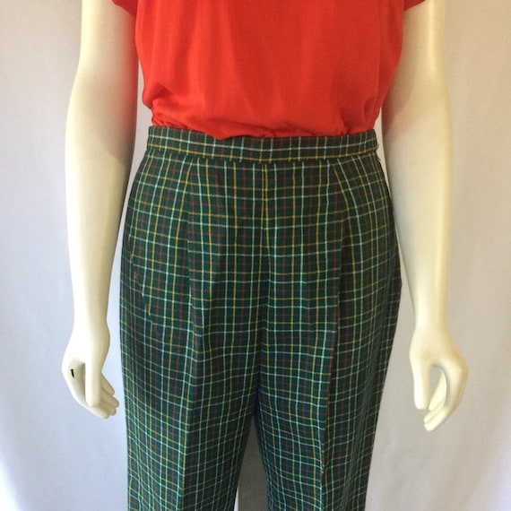 green plaid high waisted pants