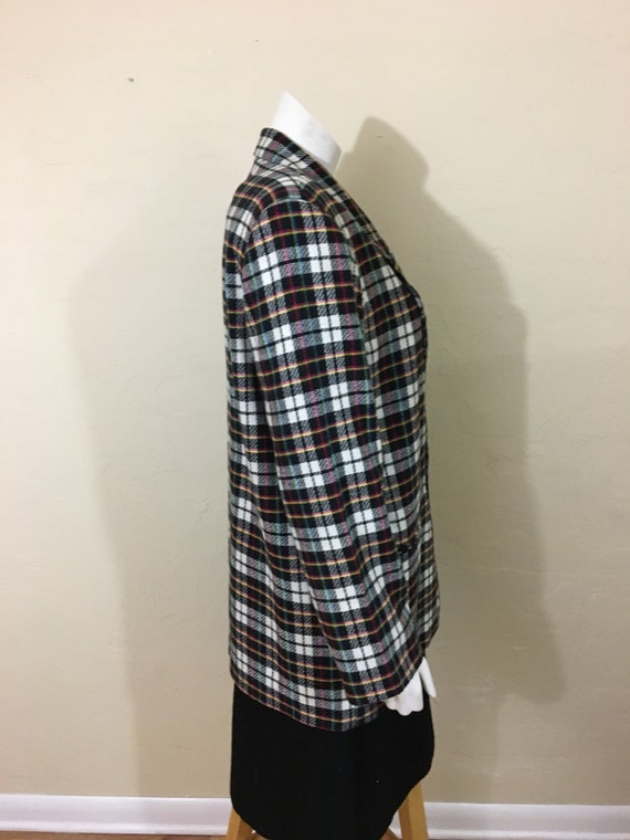 Vintage 1980's Plaid Jacket Ladies 12// Wool Blen… - image 5