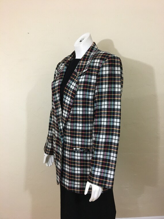 Vintage 1980's Plaid Jacket Ladies 12// Wool Blen… - image 4