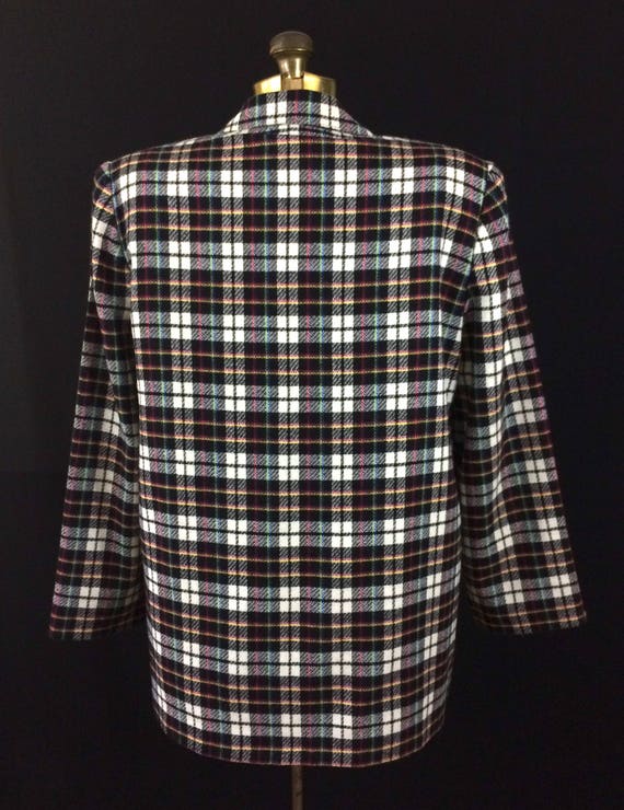 Vintage 1980's Plaid Jacket Ladies 12// Wool Blen… - image 8